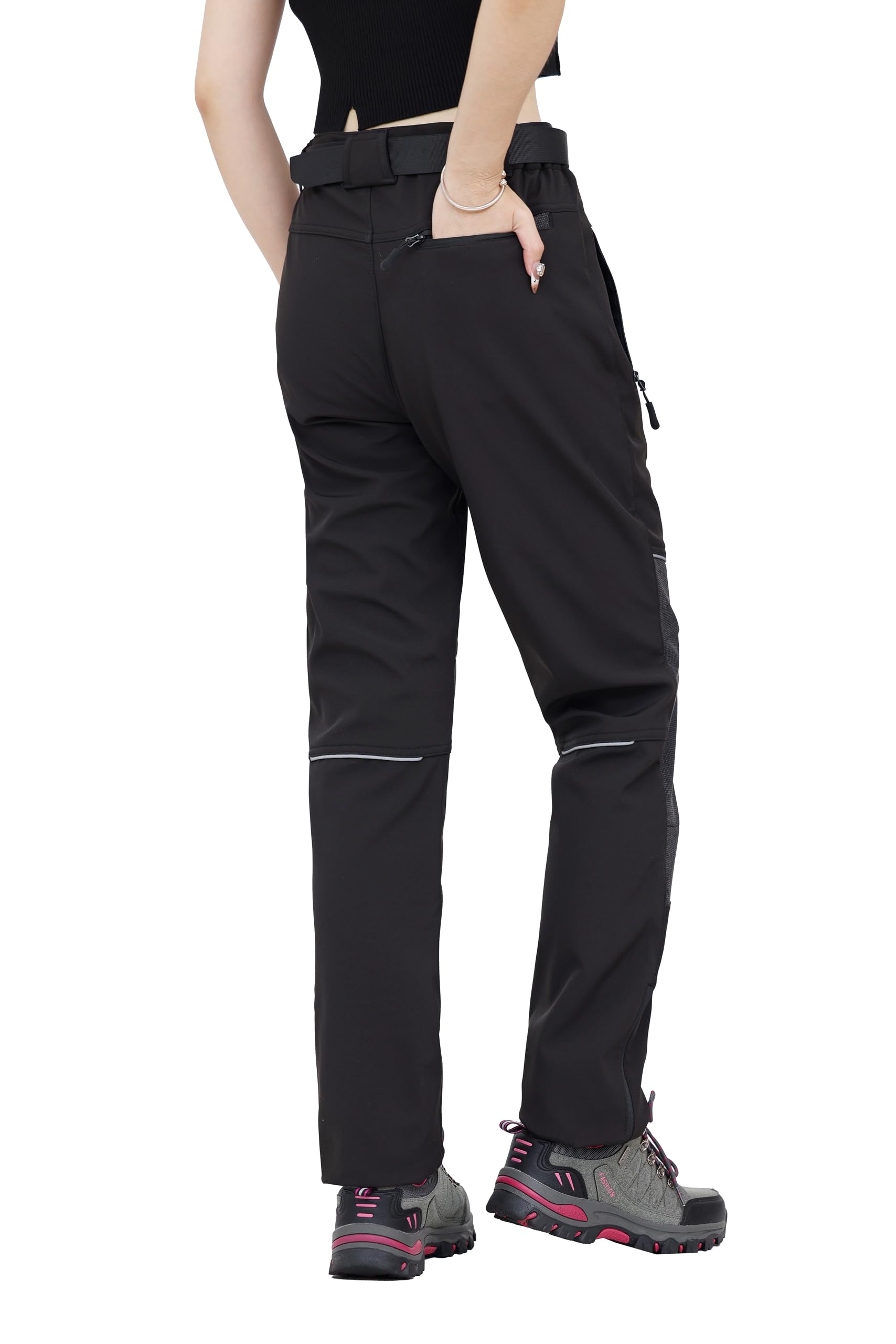 Work Idea - Pantaloni da donna per escursioni impegnative, in materiale impermeabile, taglio elastico, calore invernale, cerniere a contrasto e molto altro ancora