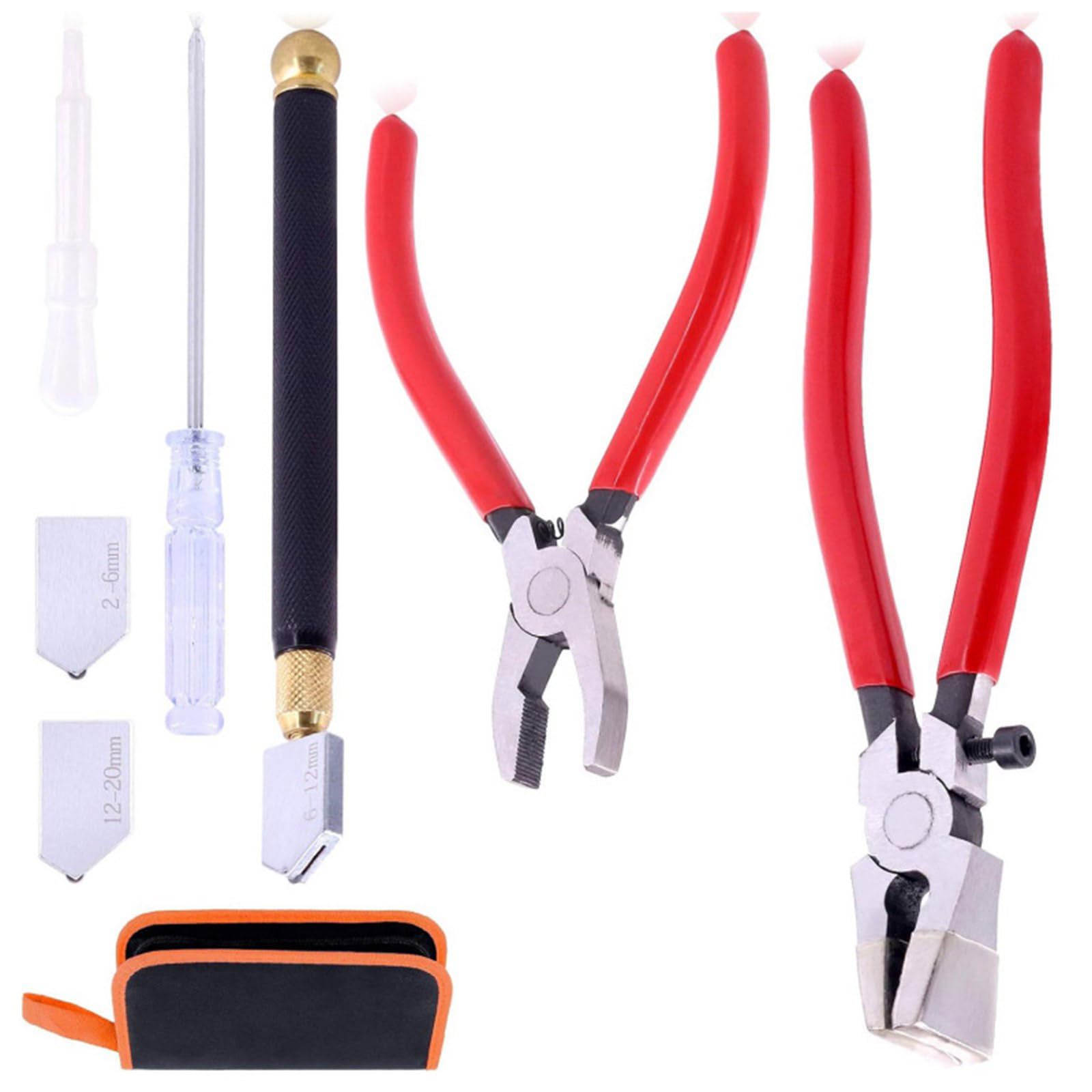 Glass Cutting Tool Set Kits Glass Nipper Running Plier for Stained Tiles Bottle Fusing Breaking Cutting Tool