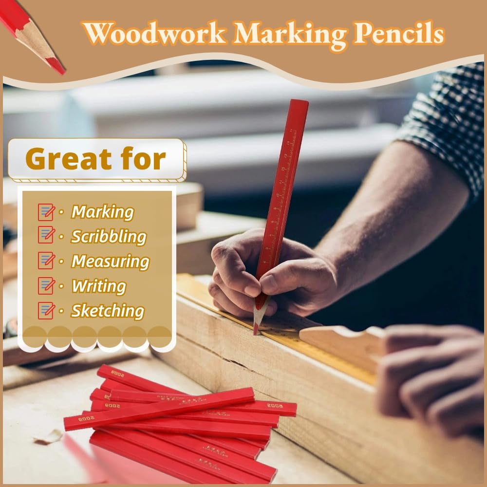 Amazon.co.jp: 大工用鉛筆 10本 八角形 赤 ハード 赤 大工用鉛筆 木工