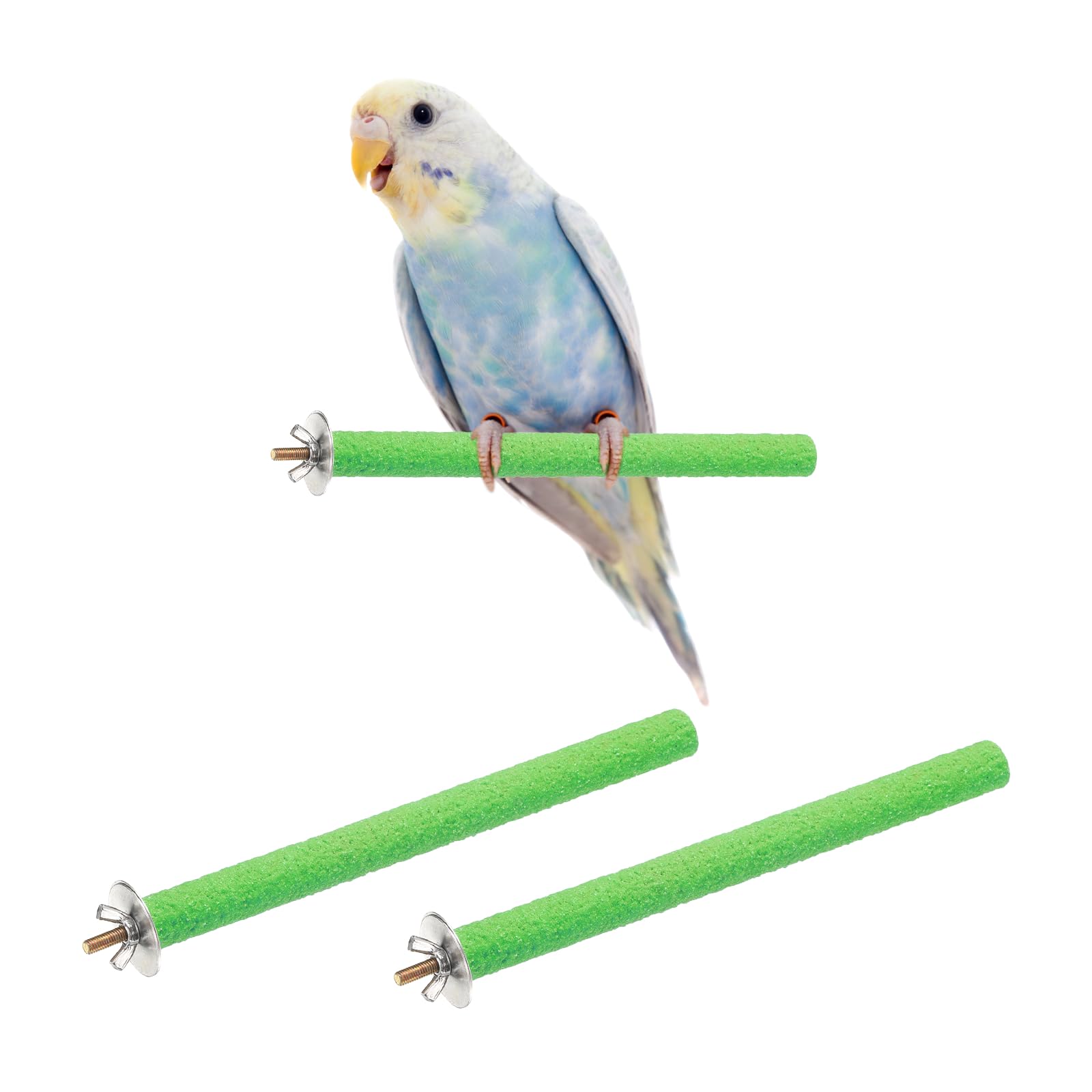 sourcing map Bird Perch Stand, Colorful Parrot Perch Paw Grinding Stick, Wood Rough-surfaced Perches 20 x 1.8 Cm, (Green, 2 Pcs), Intended for Home/Animal Parks/Pet Stores