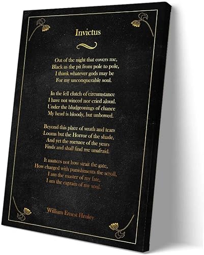 Invictus Poema - Póster de pared con citas enmarcadas, pósteres vintage motivacionales, arte de pared motivacional de William Ernest Henley,