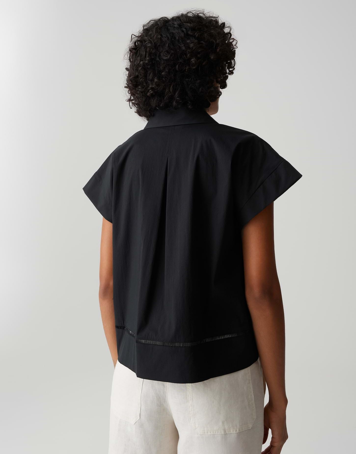 OPUS Damen Kurzarmbluse | Hemdbluse aus Baumwoll Popelin Regular Fit