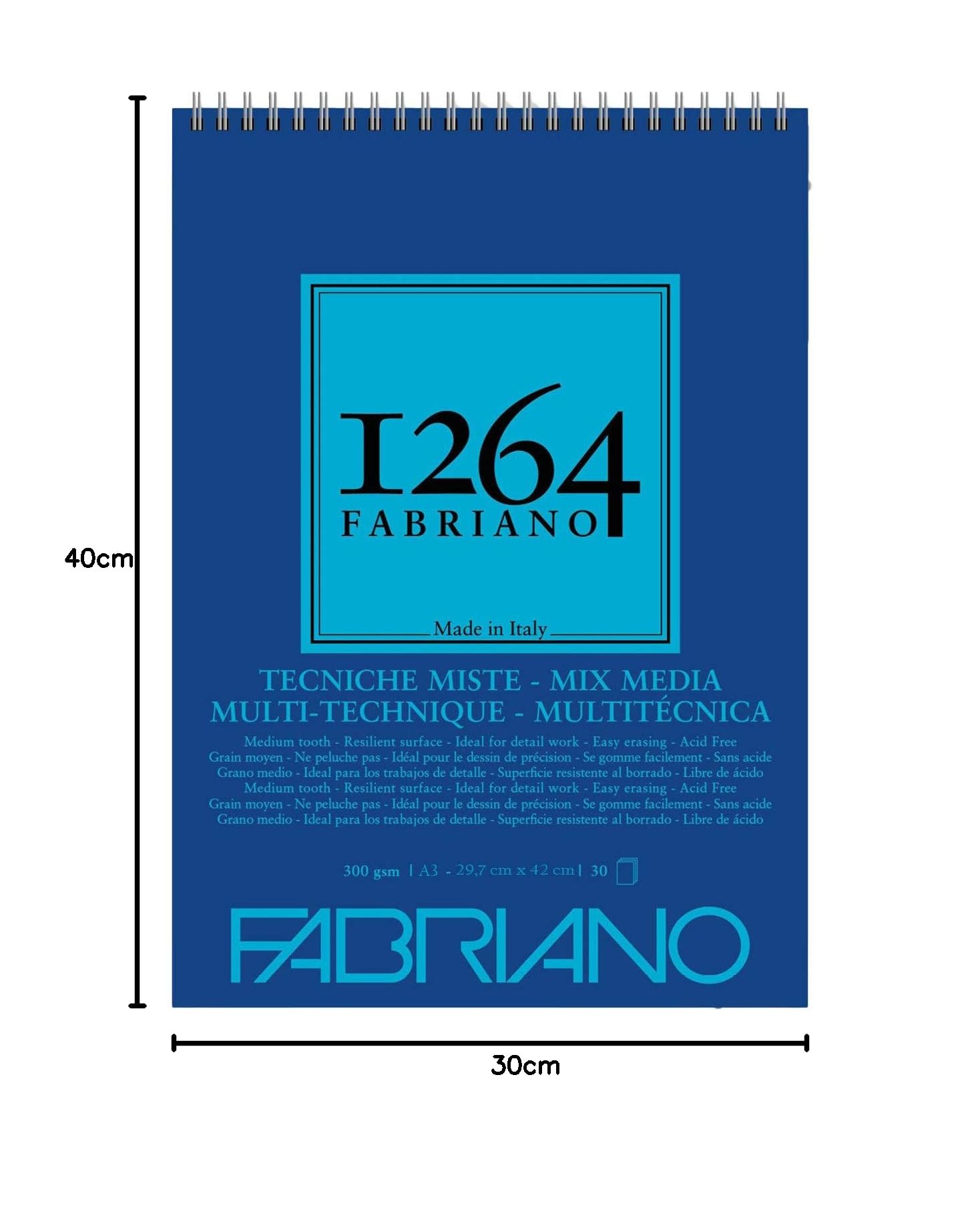 Fabriano Blok Rysunkowy, Papier, Biały, DIN A3, 30 arkuszy, 300 g/m²