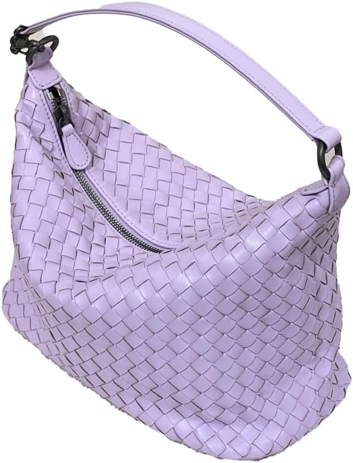 XIUNYIE Genuine Leather Woven Crossbody Bag for Women, Vintage Shoulder Handbag Detachable Strap Wristlet, Purple