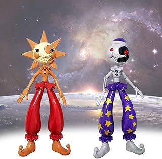 2PCS - FNAF Sun and Moondrop Action Figures, FNAF Security Breach Cute Cartoon Anime Clown Action Figure Doll Home Decoration Video Game Fans Gift