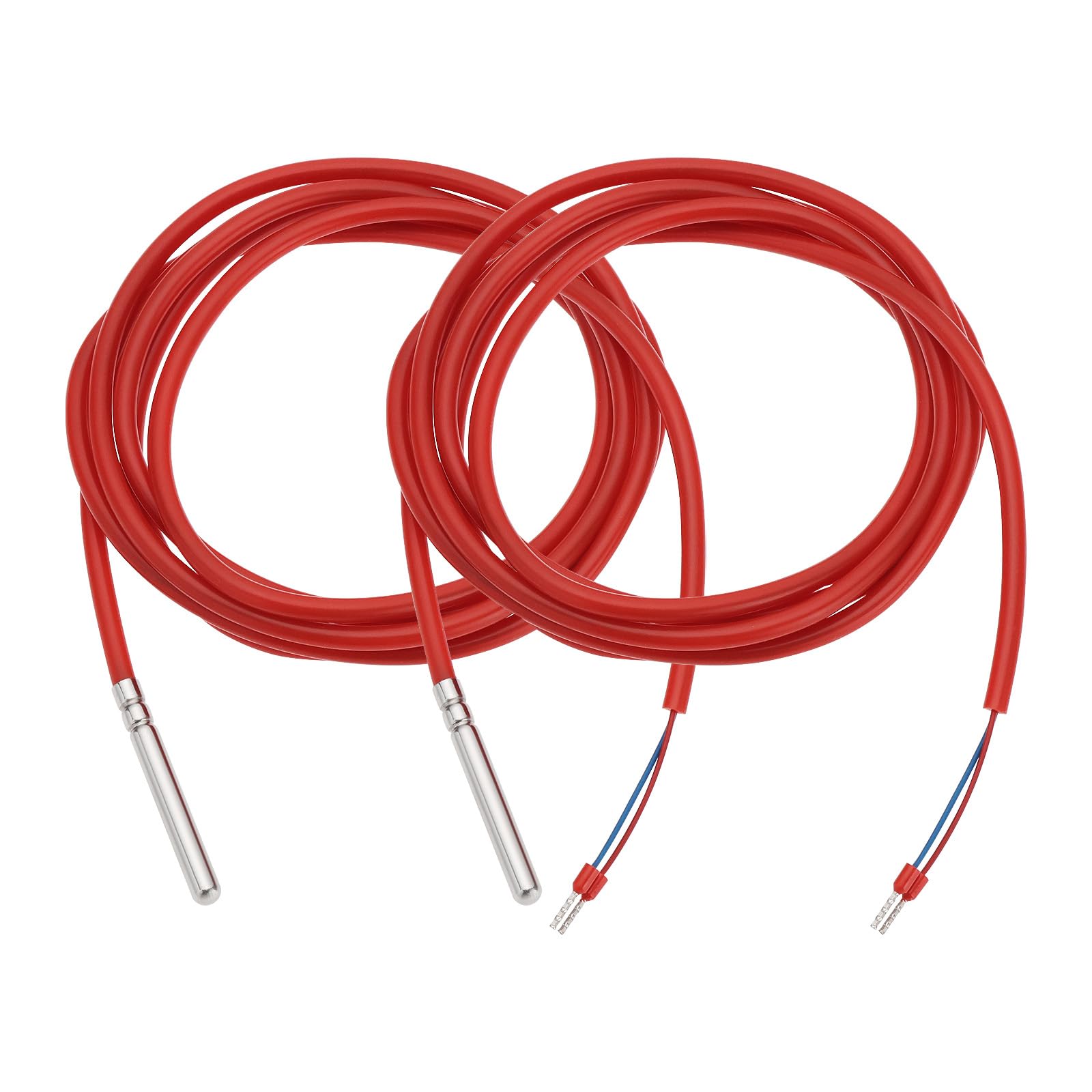 Lot de 2 sondes de capteur de température étanches NTC10K de -50 °C à + 200 °C - Convient pour le chauffage et le contrôle des systèmes solaires - Technologie de ventilation - Fil de 2