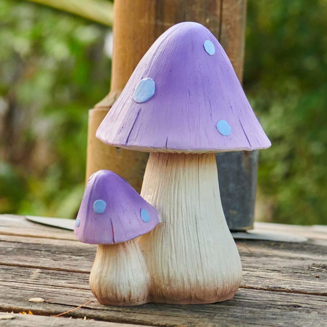 Mushroom Decor Fairy Garden Accessories - Outdoor Cottagecore Decor Mushrooms Ornament for Garden Decoration Garden Gnome's Favorite Mushroom Statues（8” Purple）
