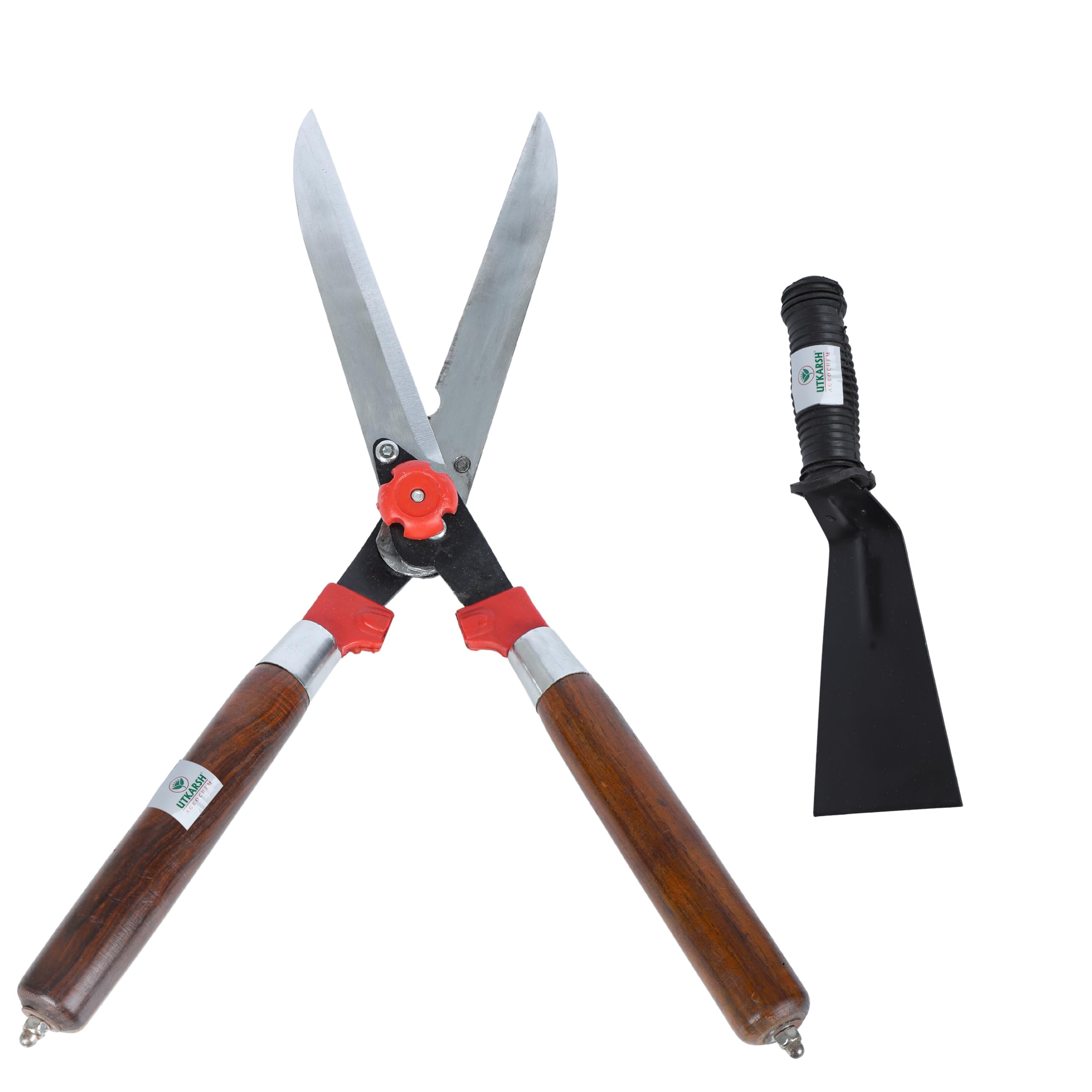 Utkarsh 3 Inch Khurpi & Garden Hedge Shears - 2 PCs | Garden Khurpi for Soil Digging | Folding Hedge Pruning Shears or Scissors with Wooden Handle for Lawn/Garden, Cutting Plant Stem, Branch Trimmer (B0CKF86LZC) Amazon Price History, Amazon Price Tracker