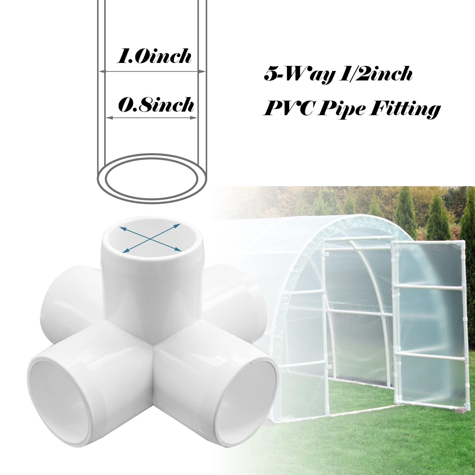 Buy 16PCS 5Way PVC Fittings, 1/2Inch Elbow PVC Fitting SCH40 PVC Pipe