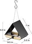 HOSUN Black Sturdy Metal Roof Bird Feeder - Durable Outdoor Hanging, Easy to Clean, Metal Mesh Ventilated, Bird Watching Gift & Garden Decor for Cardinals, Bluebirds & Wild Birds | Durable Outdoor,For Backyard,Easy to Clean,Mesh Ventilated, Bird Watc