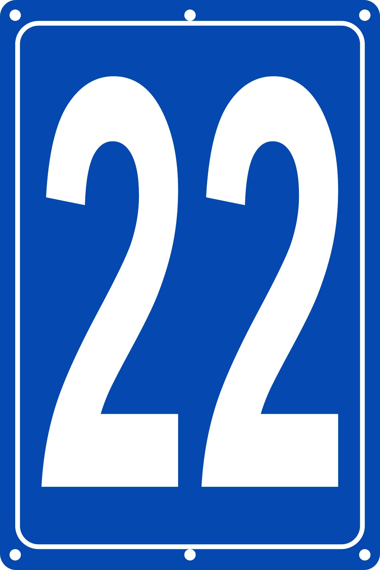 Numbered Signs 22, Aluminum Number Signs for Tennis Court, 12x8 inches Signage for Parking Lots and Public Spaces, Weatherproof and Easy to Install (