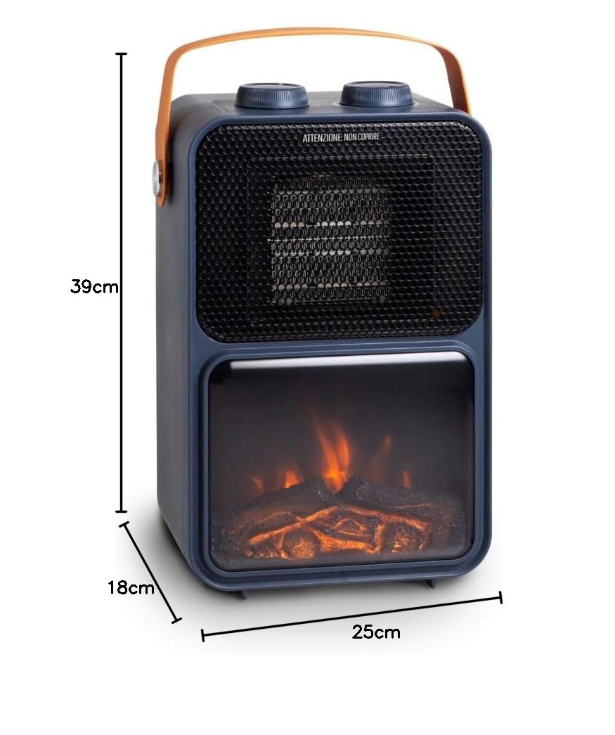 Innoliving Calefactor eléctrico INN-582 con oscilación - 1200 W, termostato ajustable, efecto chimenea y protección de seguridad
