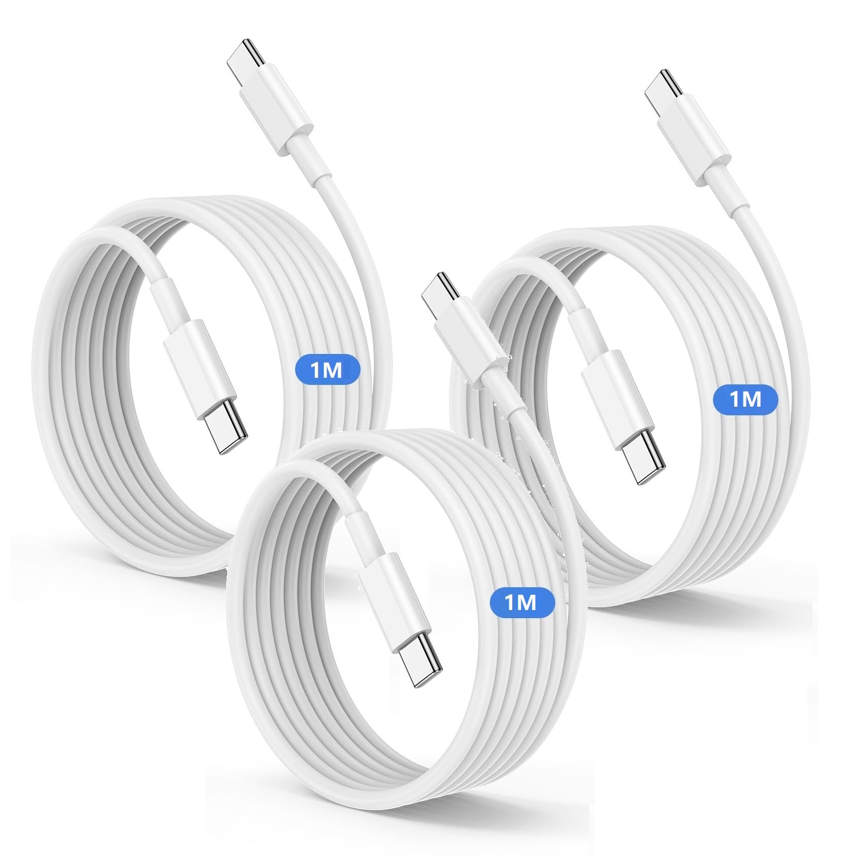 USB C to C Fast Charger Cable 1m, 3Pack Type C to C Charging Lead Wire for Apple iPhone 15 Plus/Pro Max,MacBook Pro 2021/2020/2019/2018,iPad Pro 12.9/11 inch/Mini/Air 5/4,Samsung Galaxy S23/S22 Ultra