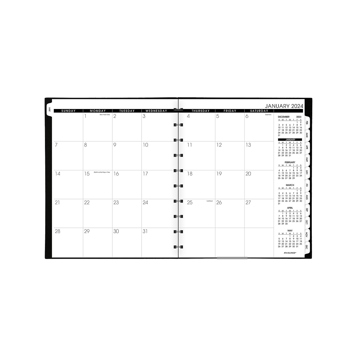 2024 AT-A-GLANCE® Move-A-Page Wochen-/Monatsplaner 2024 70950E05, 21,6 x 27,9 cm, Schwarz, Januar bis Dezember 2024