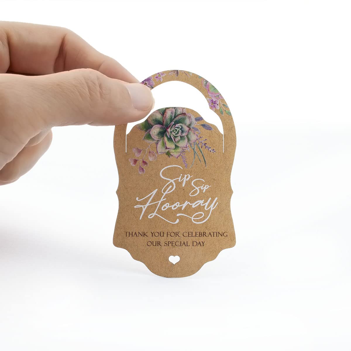 Summer-Ray 50pcs Sip Sip Hooray Mini Liquor Bottle Tags Baby Shower Tags with Succulent (Kraft Brown) - Image 3