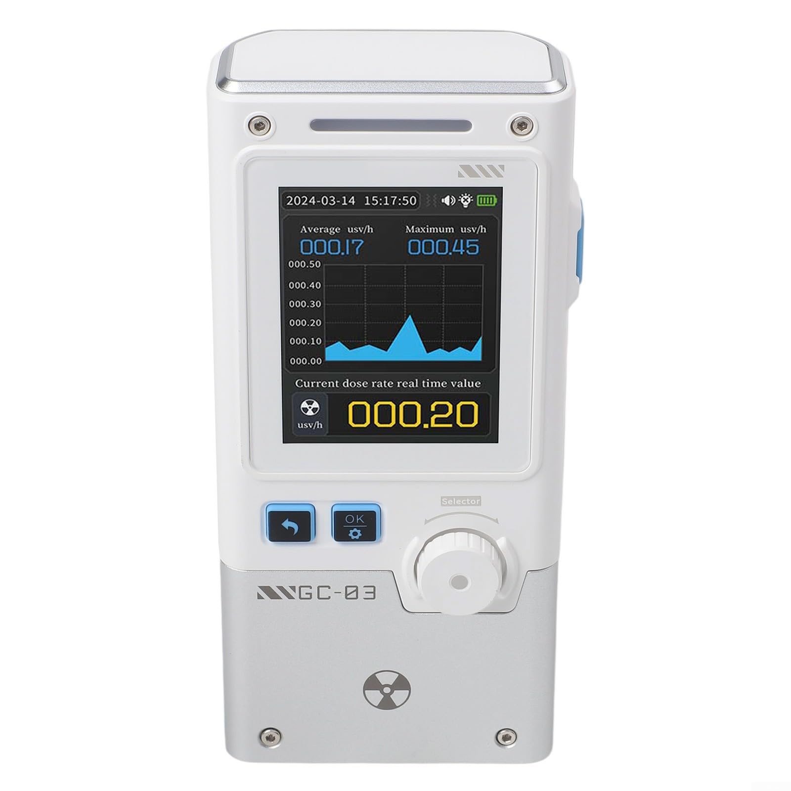 Instrumento de prueba multifuncional GC-03 con 1500mAh para batería para medir la dosis de radiación, campos eléctricos y magnéticos (blanco)