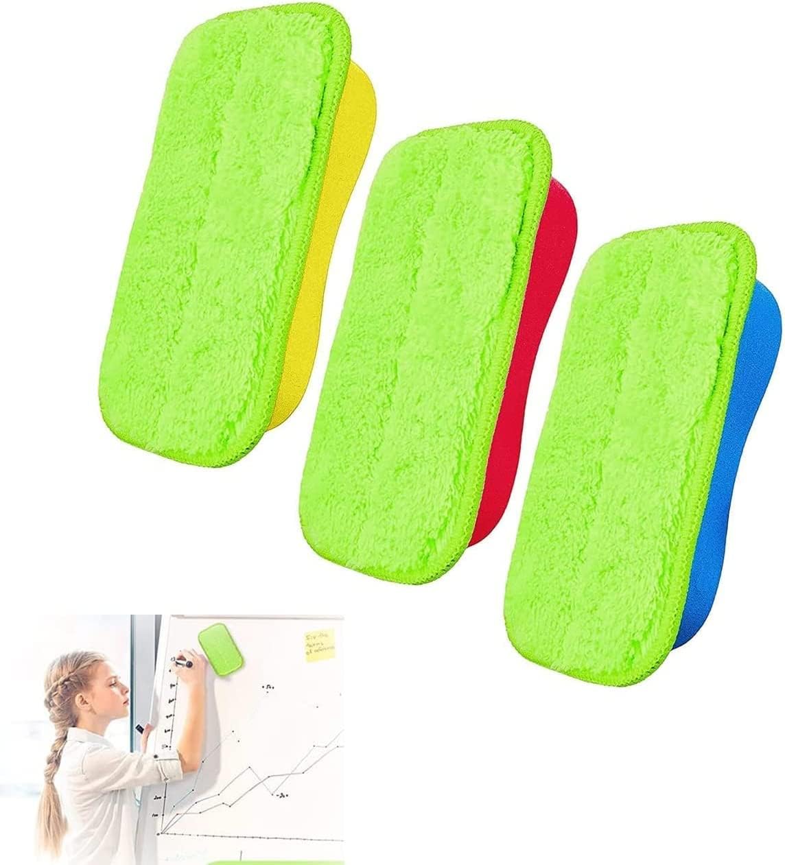 Washable Chalkboard Eraser, 3 Pack Microfiber Chalk Removable Dry Erase Whiteboard Magnetic Reusable Multipurpose Cleaner Duster For Chalk, Marker, Classroom, Home, Office