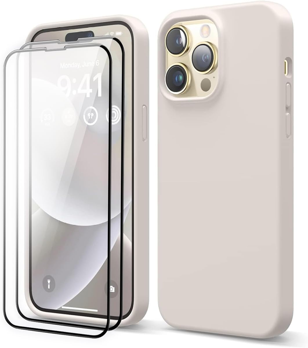 [3 in 1] for iPhone 15 Plus Case with 9H Tempered Glass Screen Protector, Premium Liquid Silicone Shockproof Protective Case,Slim Phone Cover for iPhone 15 Plus (2023) (iphone 15 Plus, White)