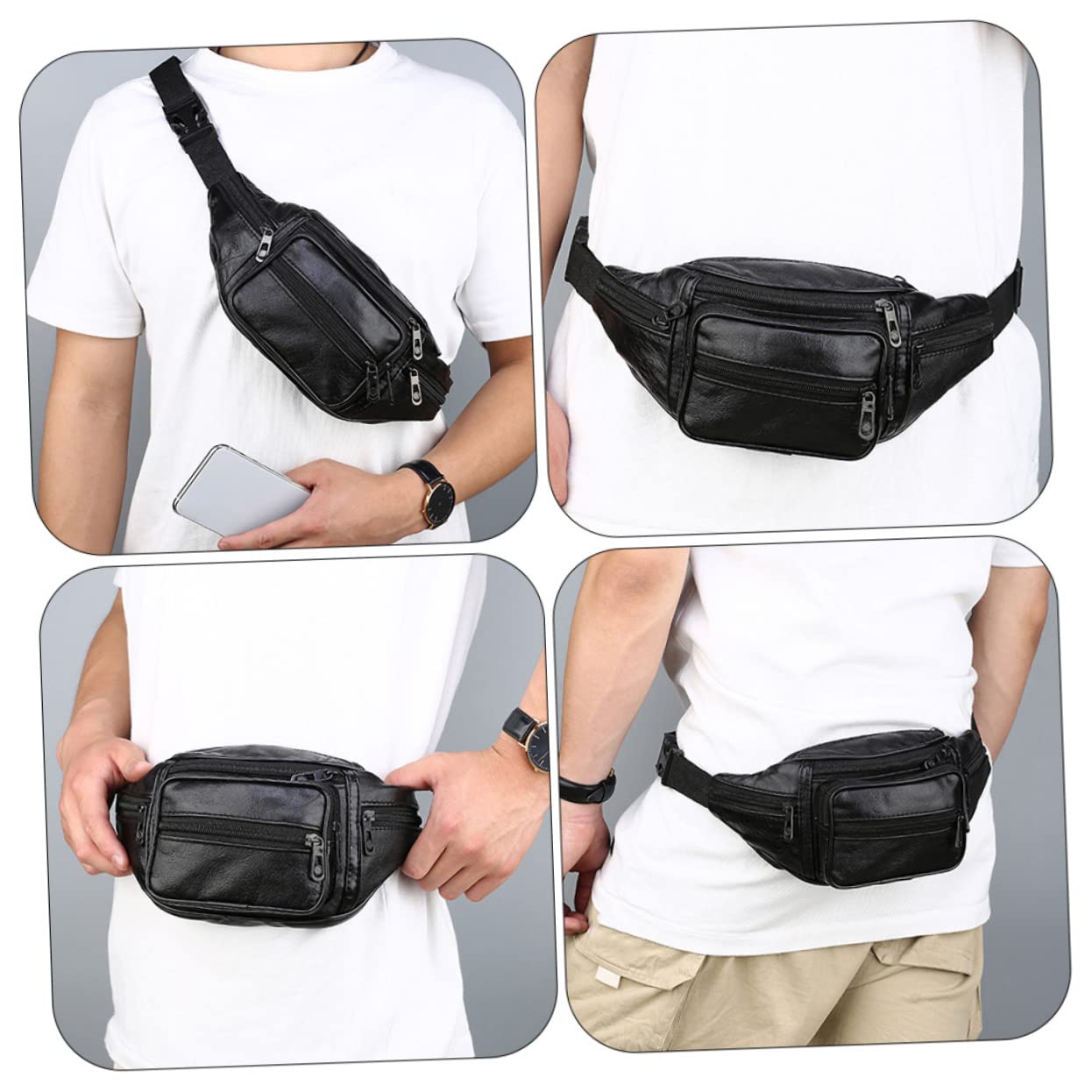BESPORTBLE 2 Piezas Riñonera para Hombre Riñonera Oculta Cinturón para Correr Billetera para Teléfono Riñonera Bolsa para Exteriores Riñonera De Cuero para Viaje Riñonera para La