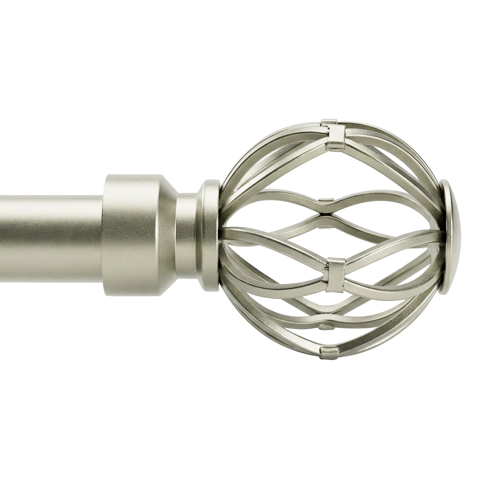 Photo 1 of Nickel Curtain Rods 18 to 96-inches, 1-inch Diameter Heavy-Duty Adjustable Decorative Curtain Rods for Windows 48 to 84 inches, With Modern Decorative iron Twisted Cage Finials
