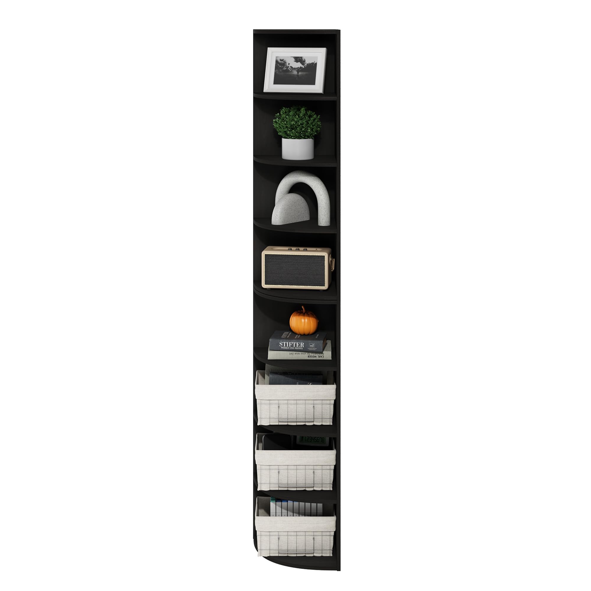 Furinno ECON Estantería Esquinera De 8 Niveles para Libros, Ideal para Organizar Y Almacenar En Sala De Estar Y Oficina En Casa