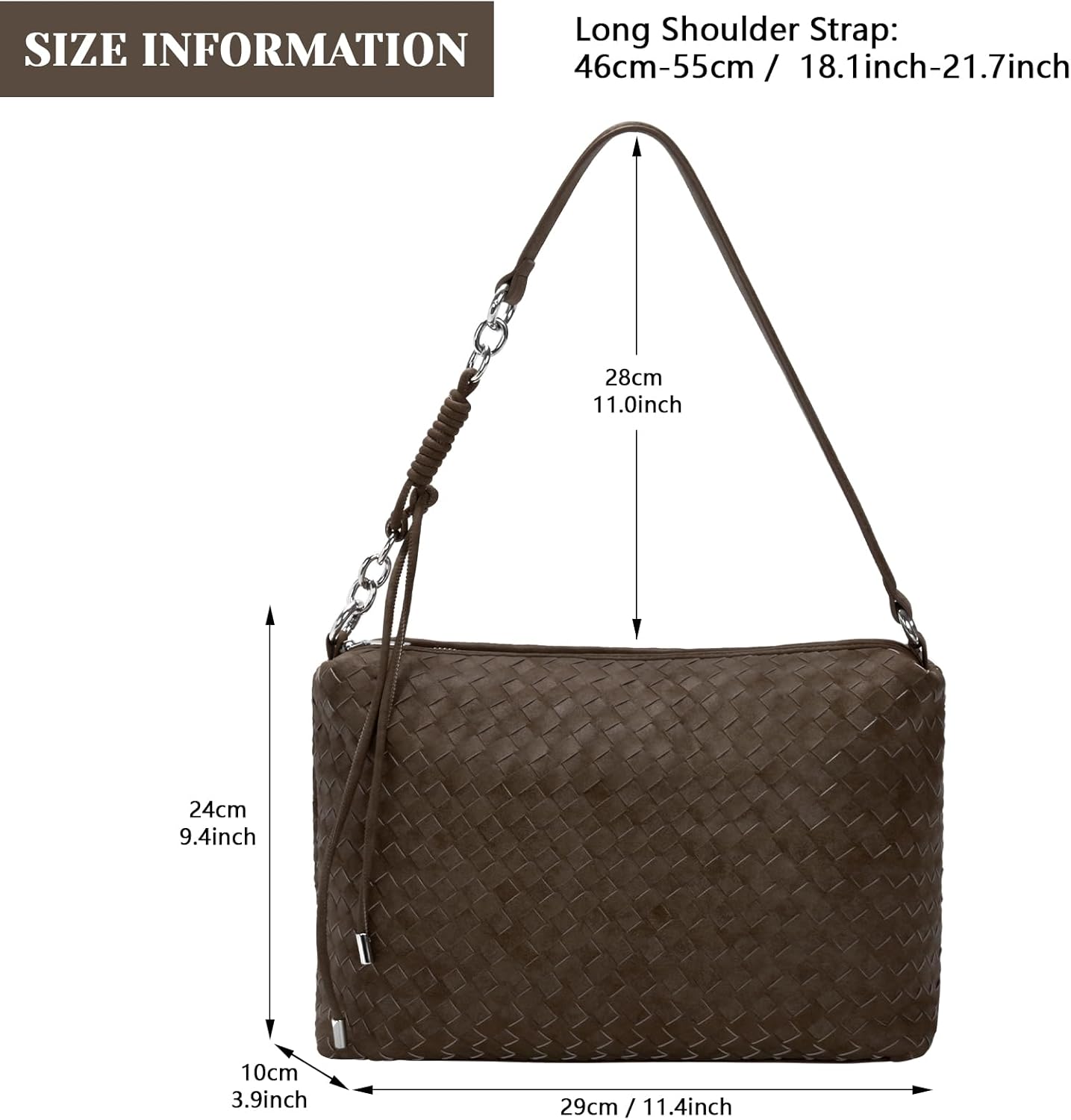 Woven Suede Shoulder Bag Woven Suede Hobo Purse for Women Suede Woven Tote Bag with 2 Adjustable Straps | Woven Shoulder Bag - Image 4