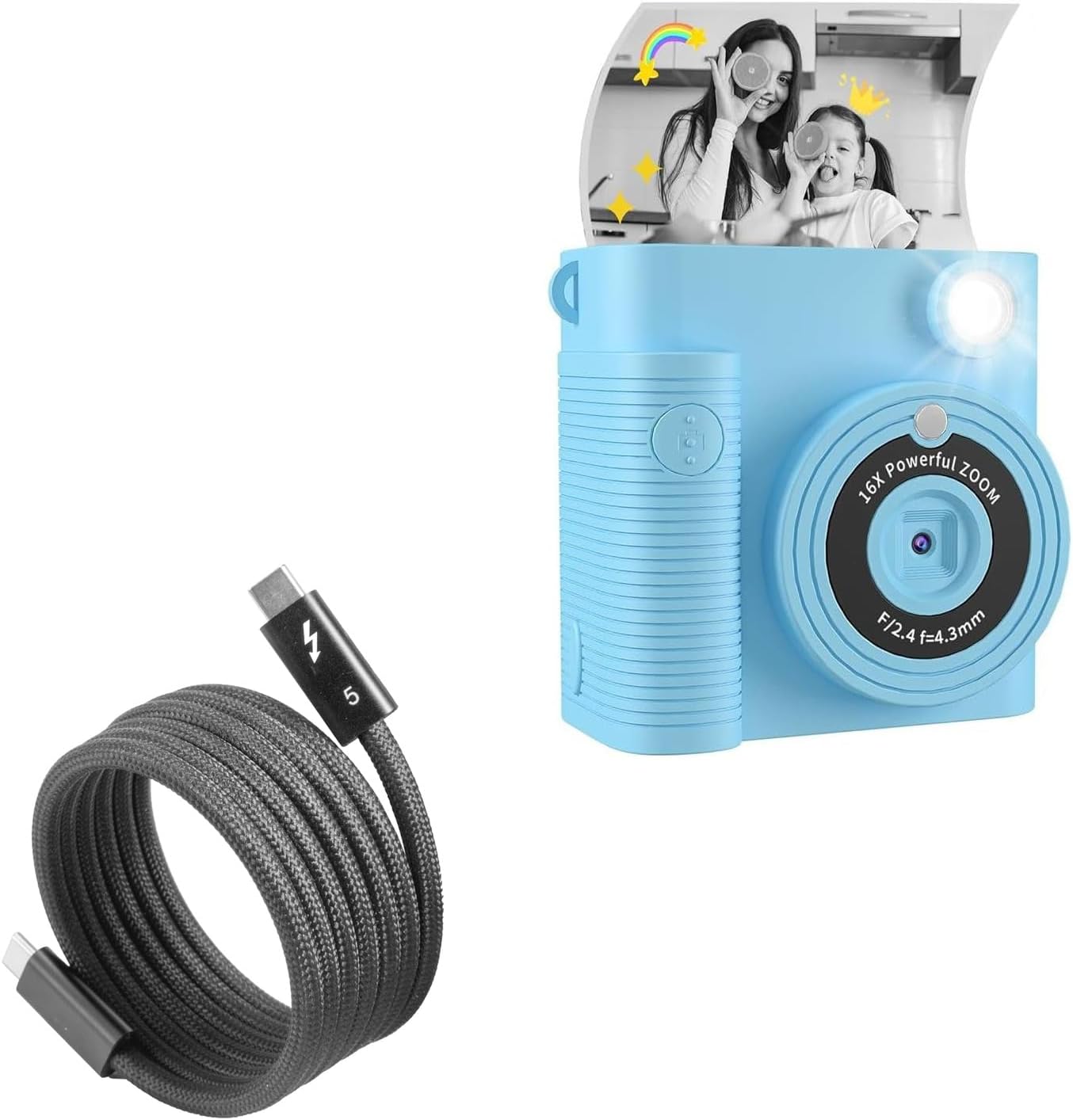 BoxWave Cable Compatible with FKATEEN 681B (2.4 in) - SnapWrap Thunderbolt 5.0 Cable (5ft 240W), Magnetic Self-Coiling Nylon Braided Retractable - Jet Black