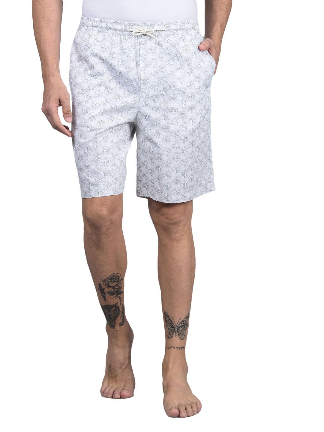 crimsoune club Men's White Floral Print 100% Cotton Lounge Shorts-picture-30