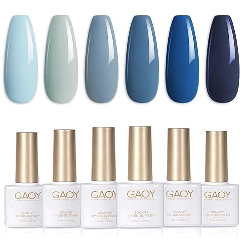 GAOY Blue Navy Gel Nail Polish Set, 6 Colors Nude