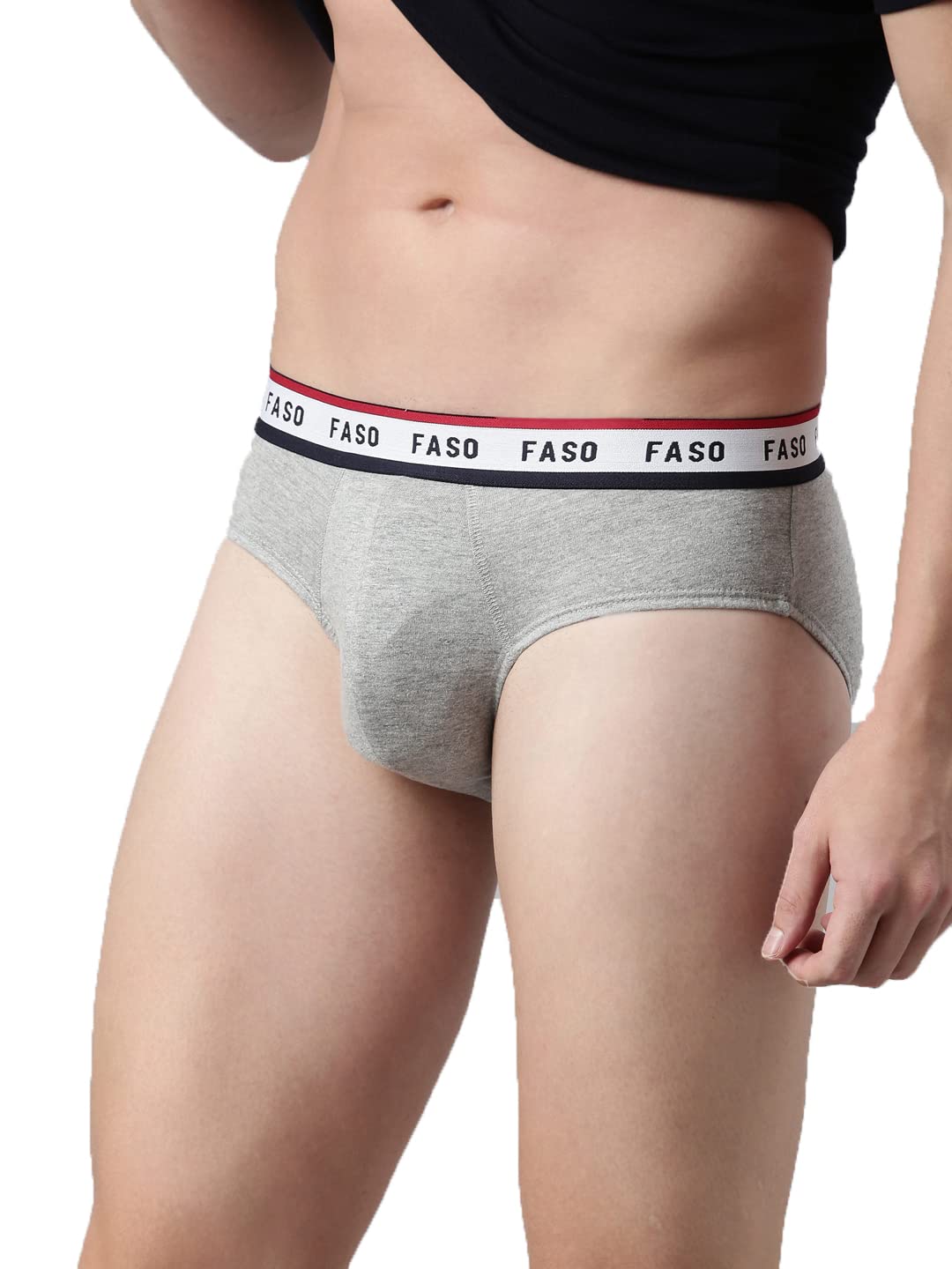 f a s o 100% Organic Cotton Brief for Men | Super Soft Stretch Fabric Innerwear | Outer Elastic Twin Layered Underwear for Mens | Solid Ultra-Light Regular Fit Briefs | Multicolored (Pack of 1)-picture-12