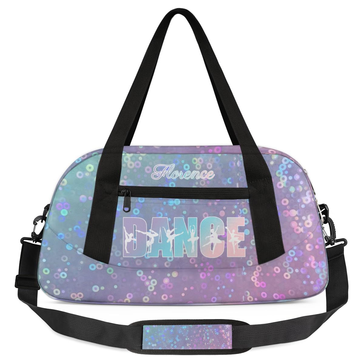Personalised Dance Bag for Girls | Custom Name Ballet & Dancing Duffel Bag with Shoulder Straps | Waterproof Kids Sports Bag for Dancewear, Ballet Shoes & Accessories, Colorful Sequins