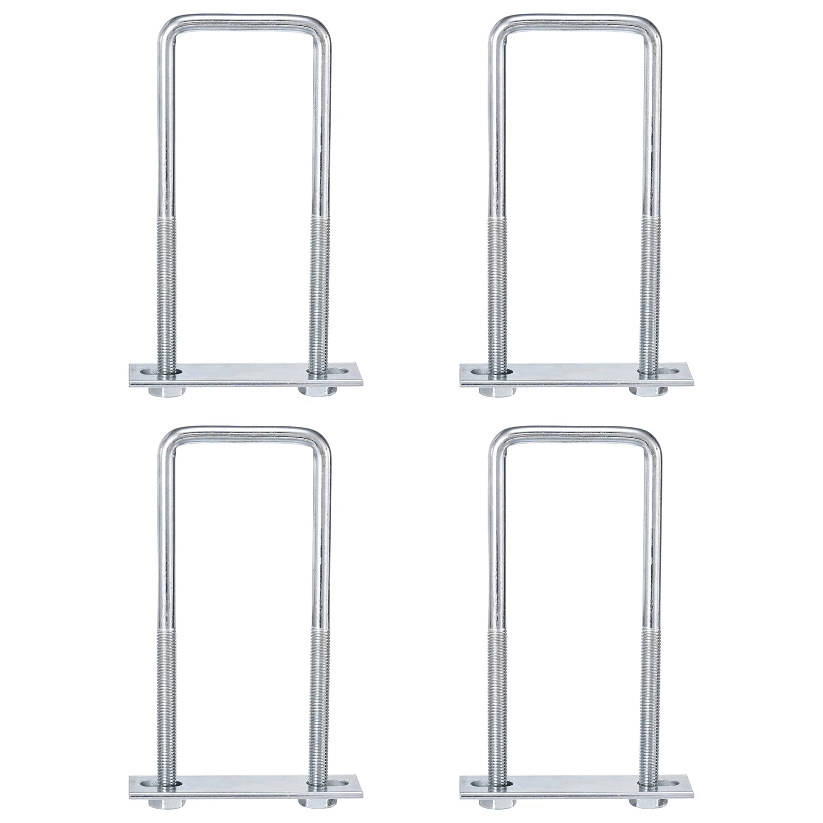 sourcing map 4Pcs Leaf Spring Clamp Kit M8 Square U-Bolts Clamp Fits Leaf Springs Up to 2" Wide Locks Leaf Springs with Screws for Better Control of Axle Torque Trailer Truck Boat 5-15/16" l