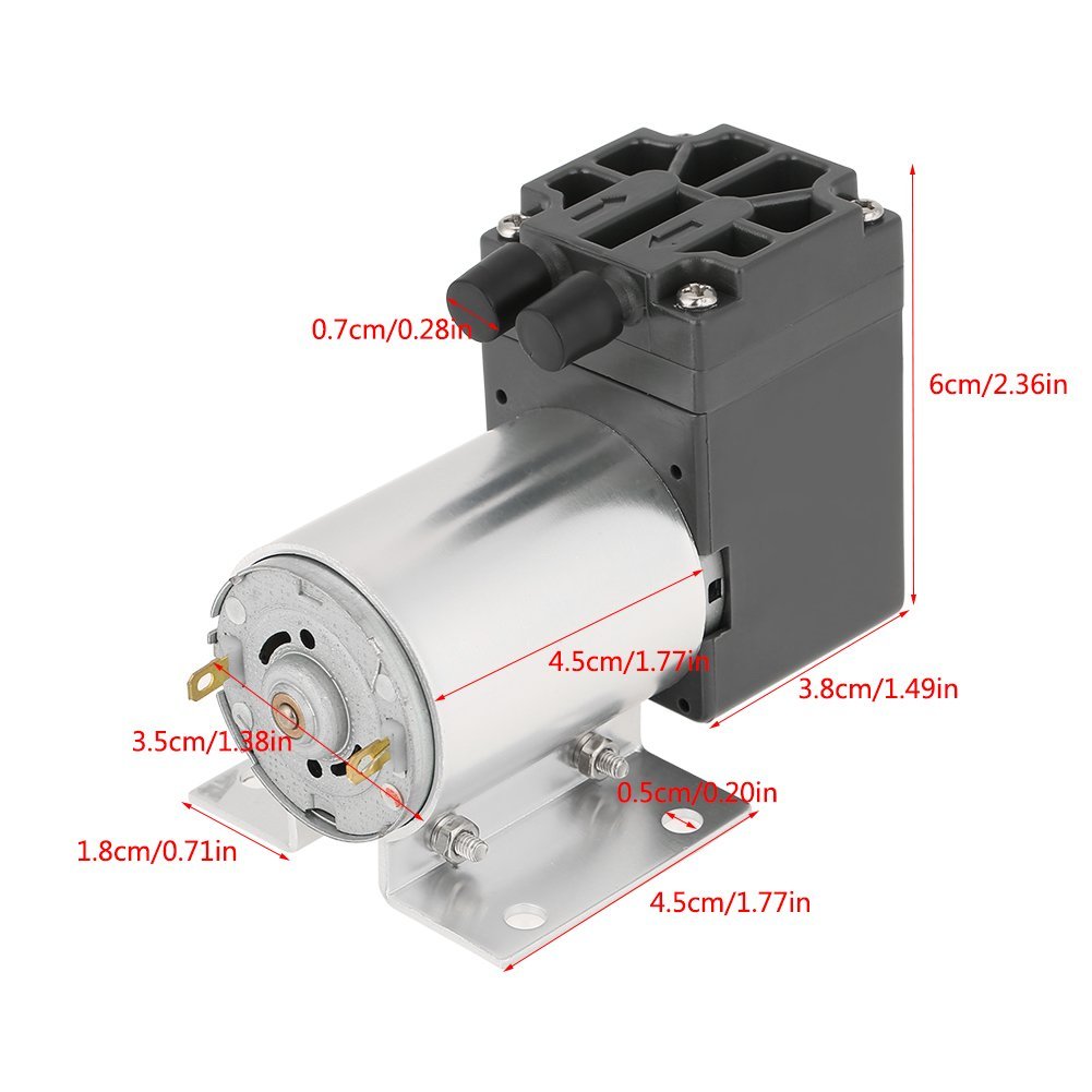 Mini Vakuumpumpe, DC 12 V 5L / min 120kpa Mikropumpe Unterdruck-Saugpumpen mit Halter zur Probenahme von Gasanalysen, Instrumenten