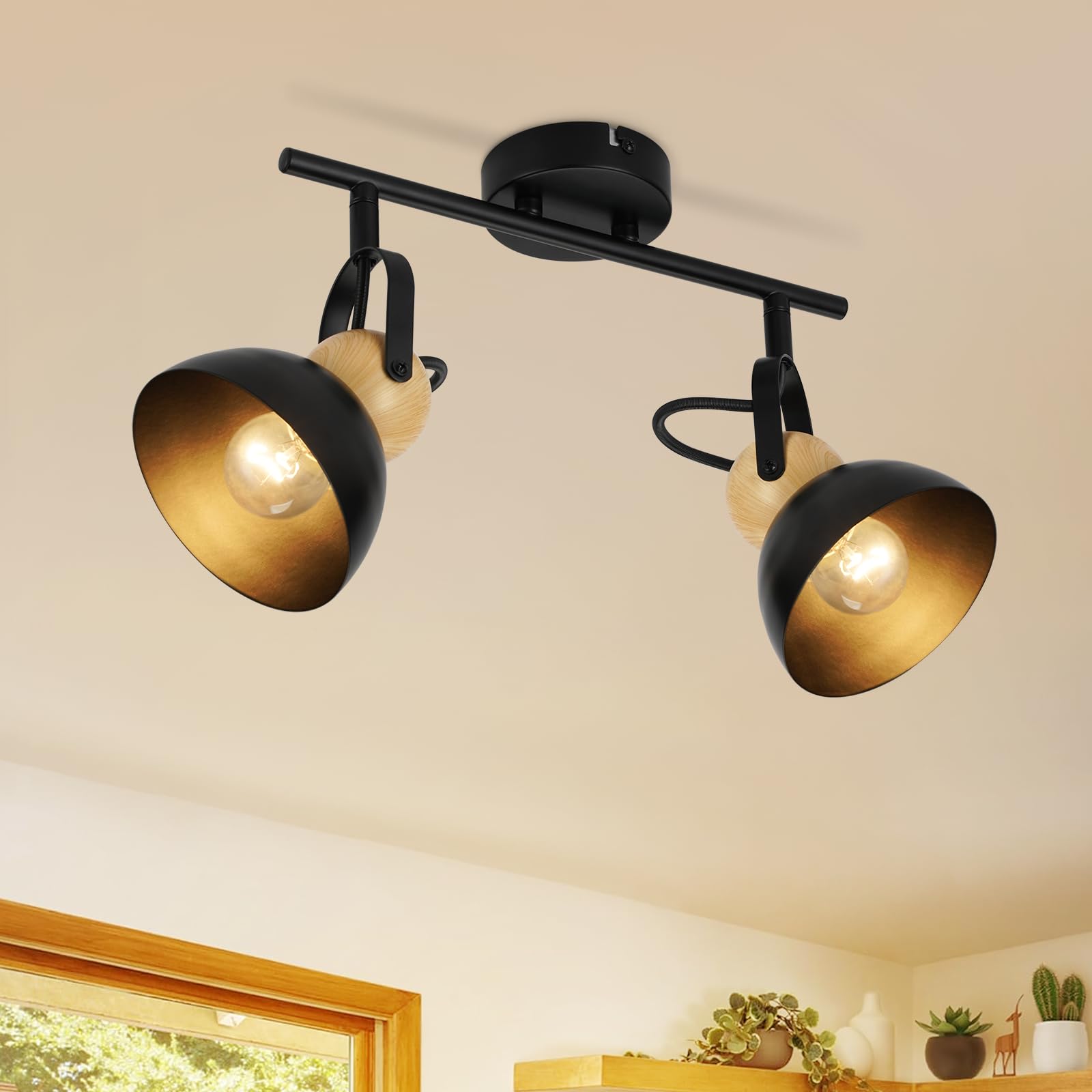 Deckenstrahler Graphit Für 2x GU10 Bis 35W – Metall-Spotstrahler Schwenkbar, Retro-Design, Für Wohnzimmer & Flur