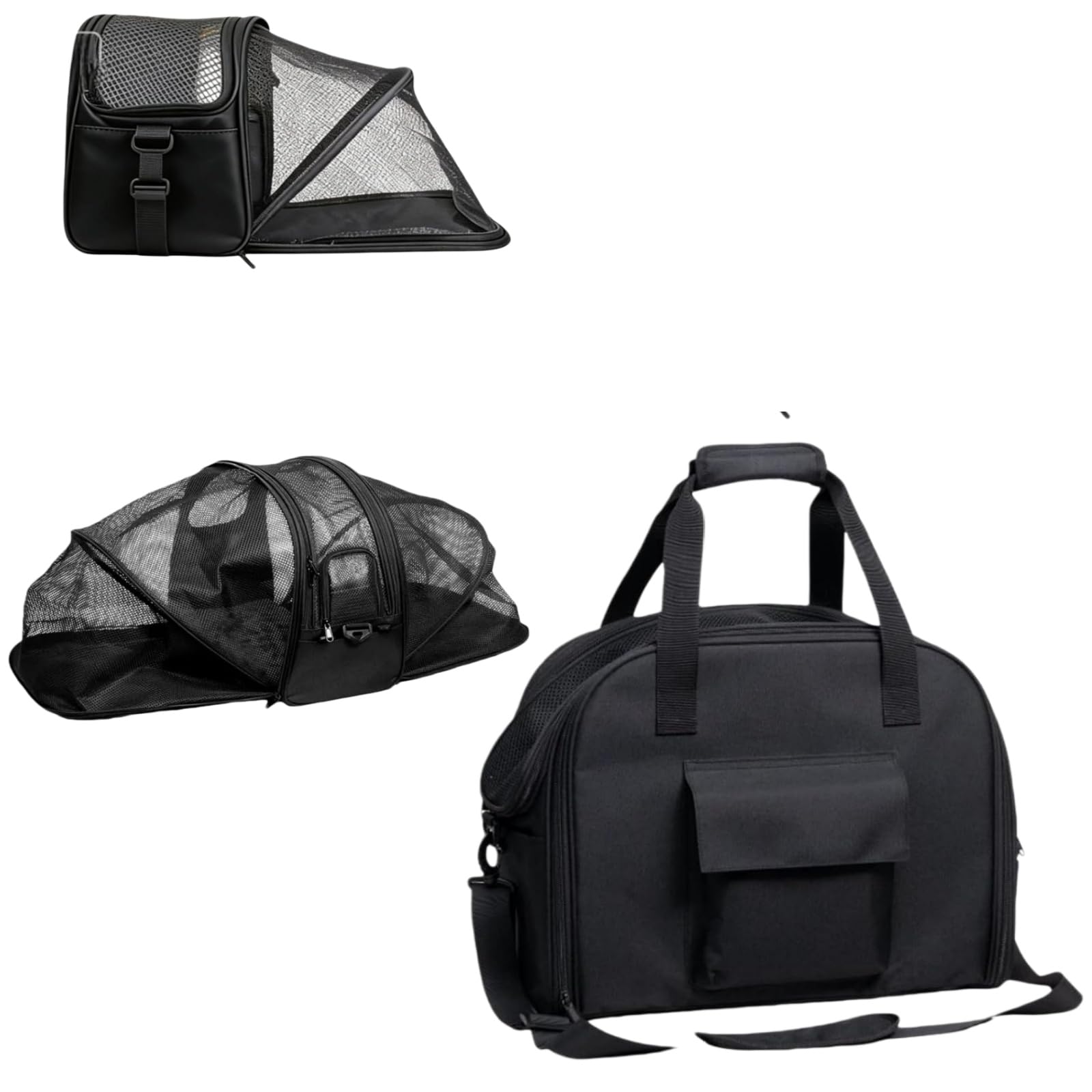 Black Cat Dog Backpack Carrier, Portable Cat Dog Tent, Expandable Large Soft Pet Carrier Backpack for Small Cats Dogs Puppies, Cats Travel Carrier Airline Approved Suitable for Hiking Camping - image 2