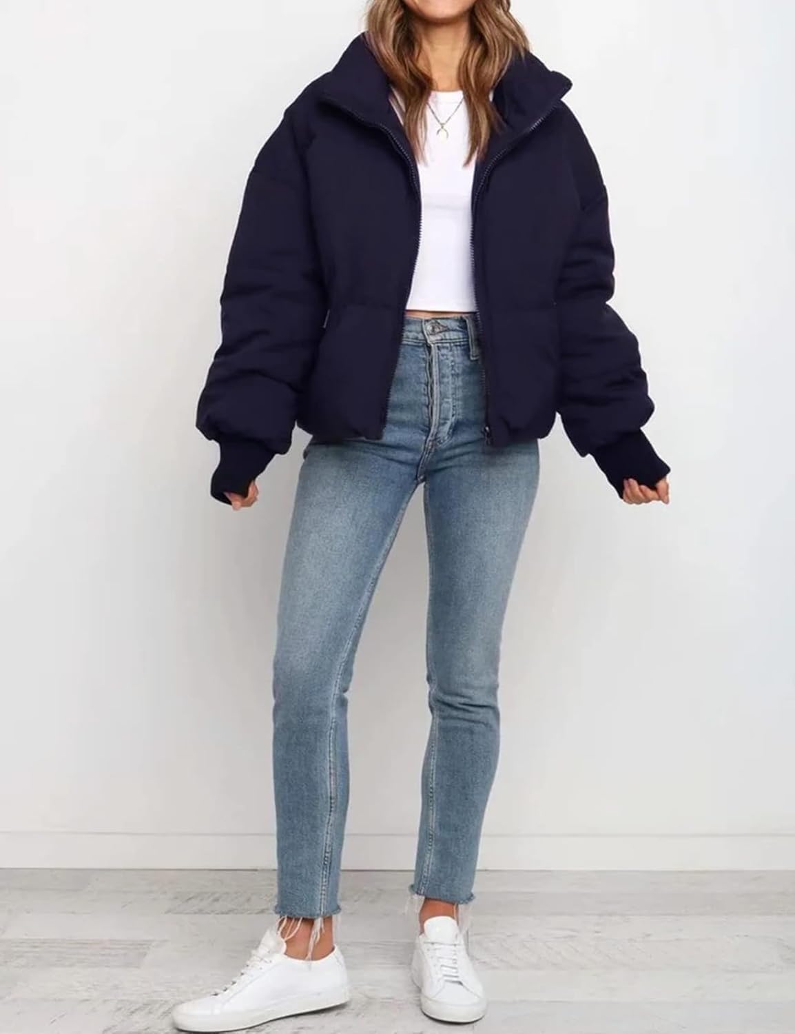 Gihuo Women’s Winter Cropped Puffer Jacket Coat Short Warm Quilted Jacket 2026 - Image 3