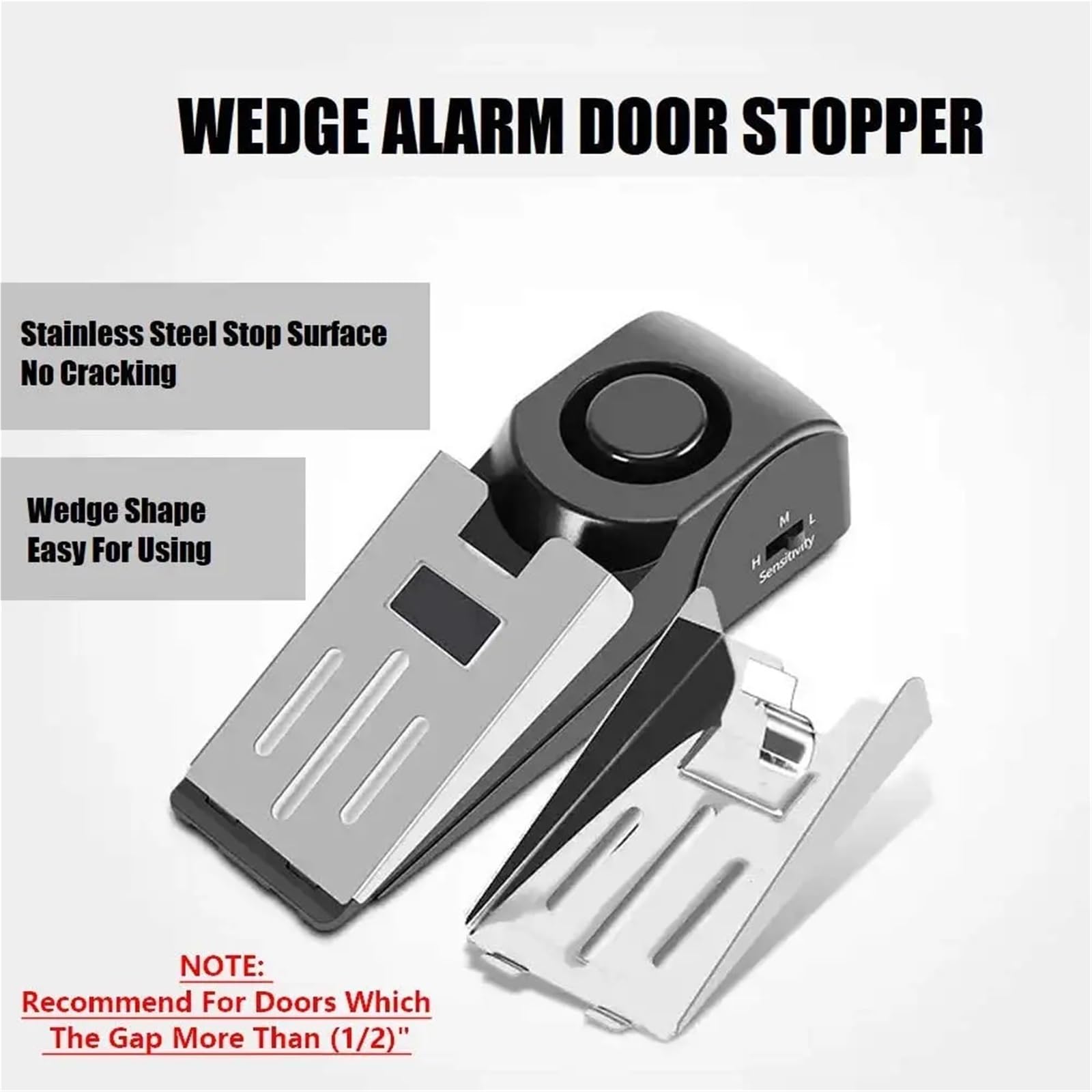 Butee De Porte Alarme portable 120 dB, butée de porte sécurité réglable, for la maison, le dortoir, les voyages(5pcs)