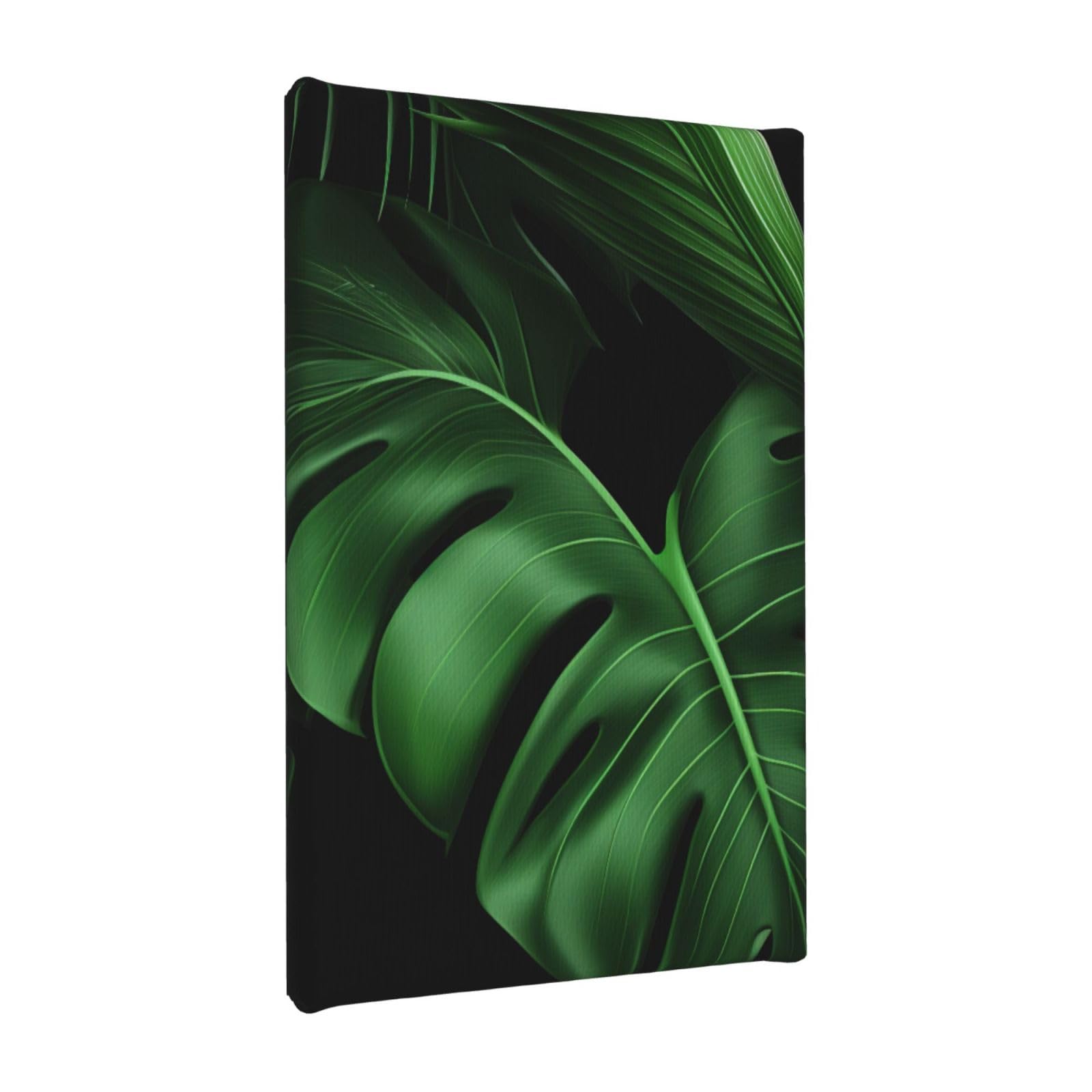 YKLJG Banana Leaves Printed Wall Art Canvas Painting 20x30 CM Wooden Framed Picture Painting Artwork Prints for Bedroom Kitchen Home Office Decor