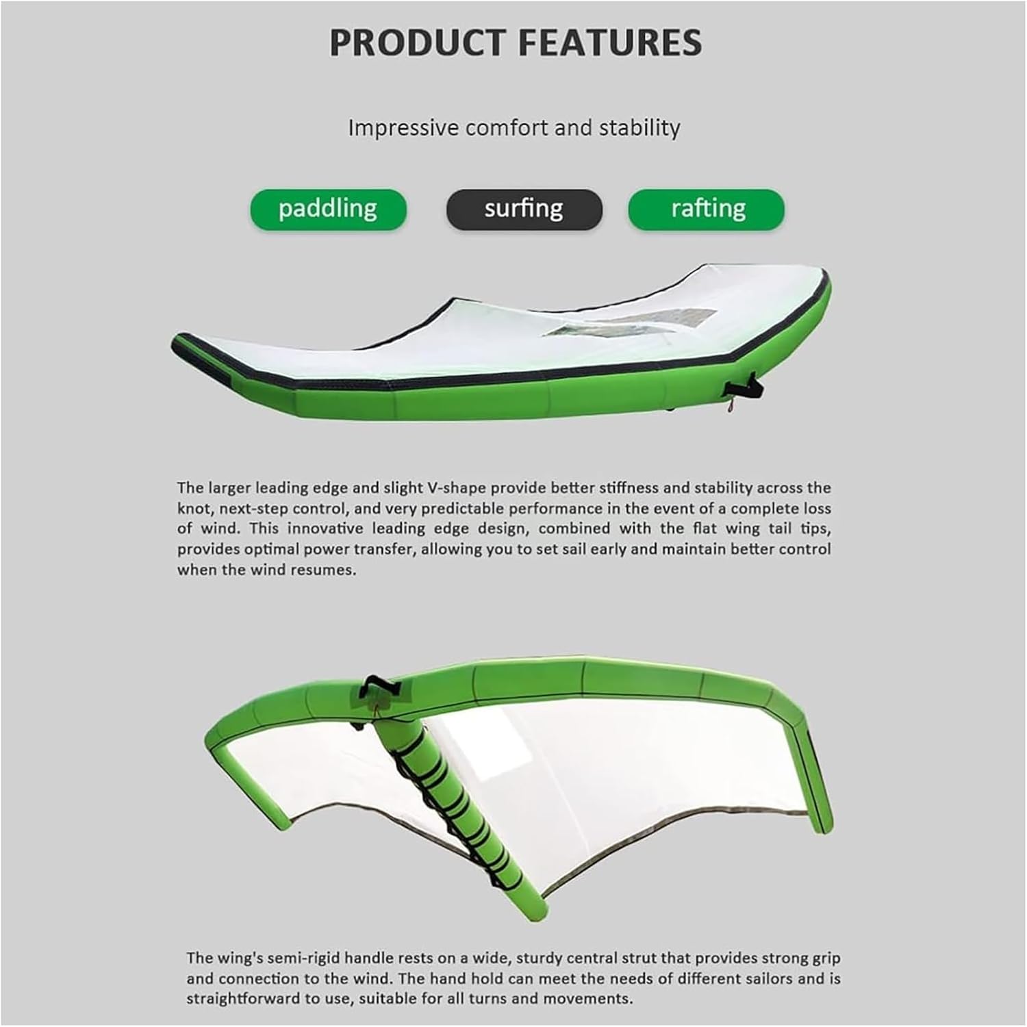Portable Windsurfing Inflatable Wing, Inflatable Sail, Windsurfing Wing Foil, Kitesurfing Kite, Urfing Snow Ski