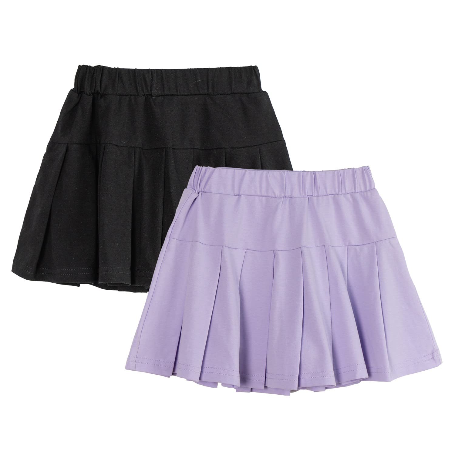 Rolanko 2 Piezas Falda Plisada Corta Niña Algodón con Cintura Elástica Falda Verano con Pantalón Interior