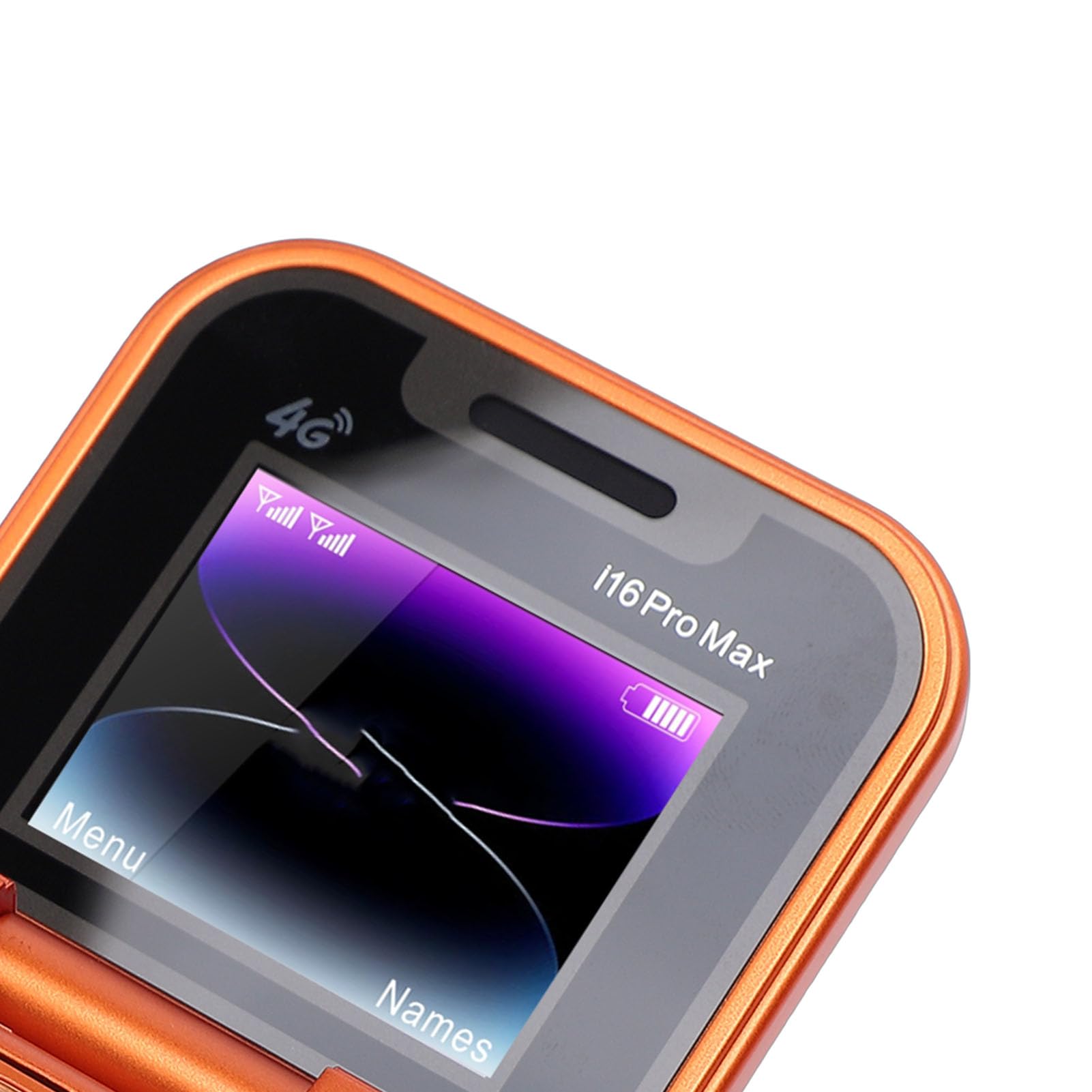 Elprico Teléfono con Tapa 4G LTE, Teléfono Celular Desbloqueado para Personas Mayores con Doble SIM en Espera, Pantalla de 1,77 Pulgadas con Bluetooth 5.0 y Altavoz de Alto Volumen, para (Orange)