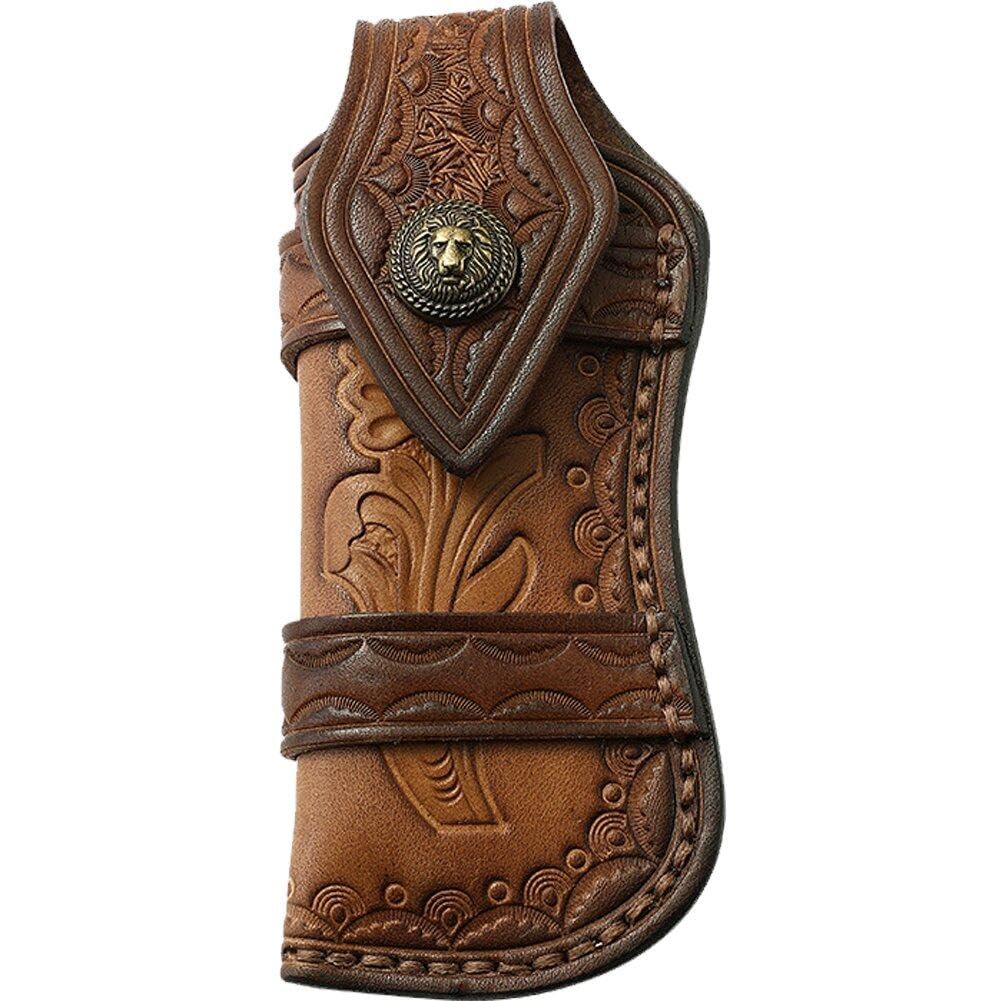 Casiler Style2 Knife Sheath, Leather Knife Pouch Snap Closure Belt Loop For Folding Knife Pocket Knife
