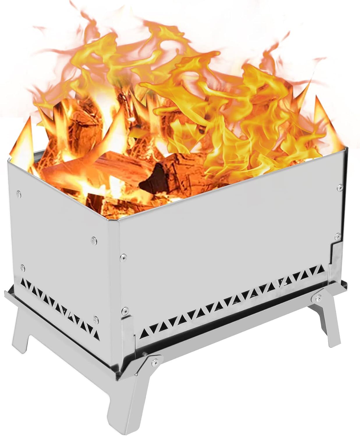 REDCAMP Portable Campfire Grill Camping Fire Pit, Stainless