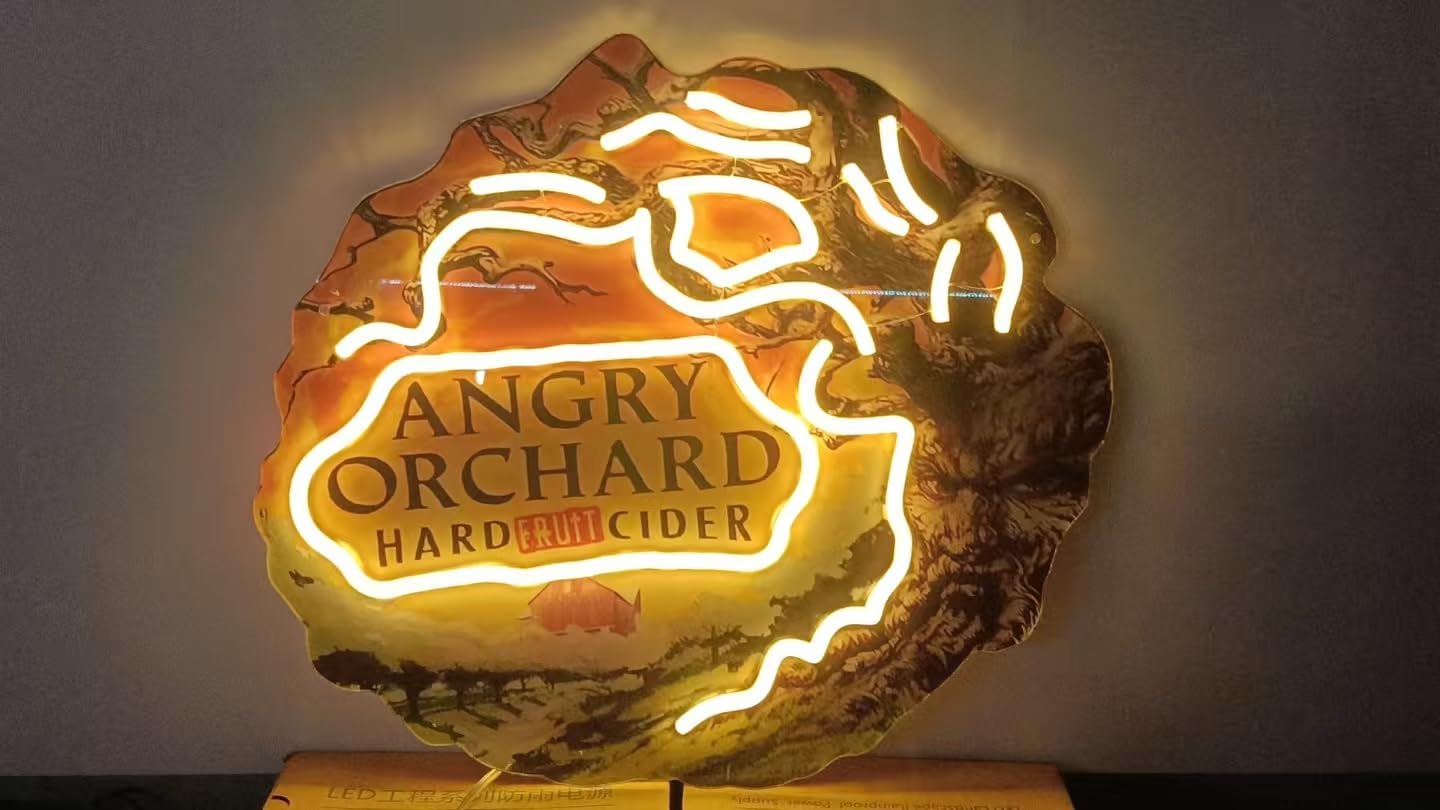 Revolutionary Angry Orchard Hard Cider 3D LED Neon Light Sign Vivid Printing Tech Design Decorate 3rd Generation LED Sign 15''X17 Handmade LED Neon Tubing Signs
