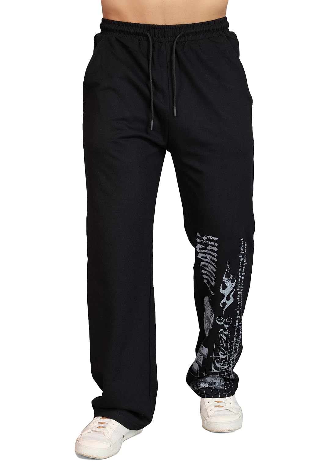 fuaark Skull Straight Tracks Oversized Cotton Terry Bold Side Graphic Gym & Streetwear Pants-picture-15