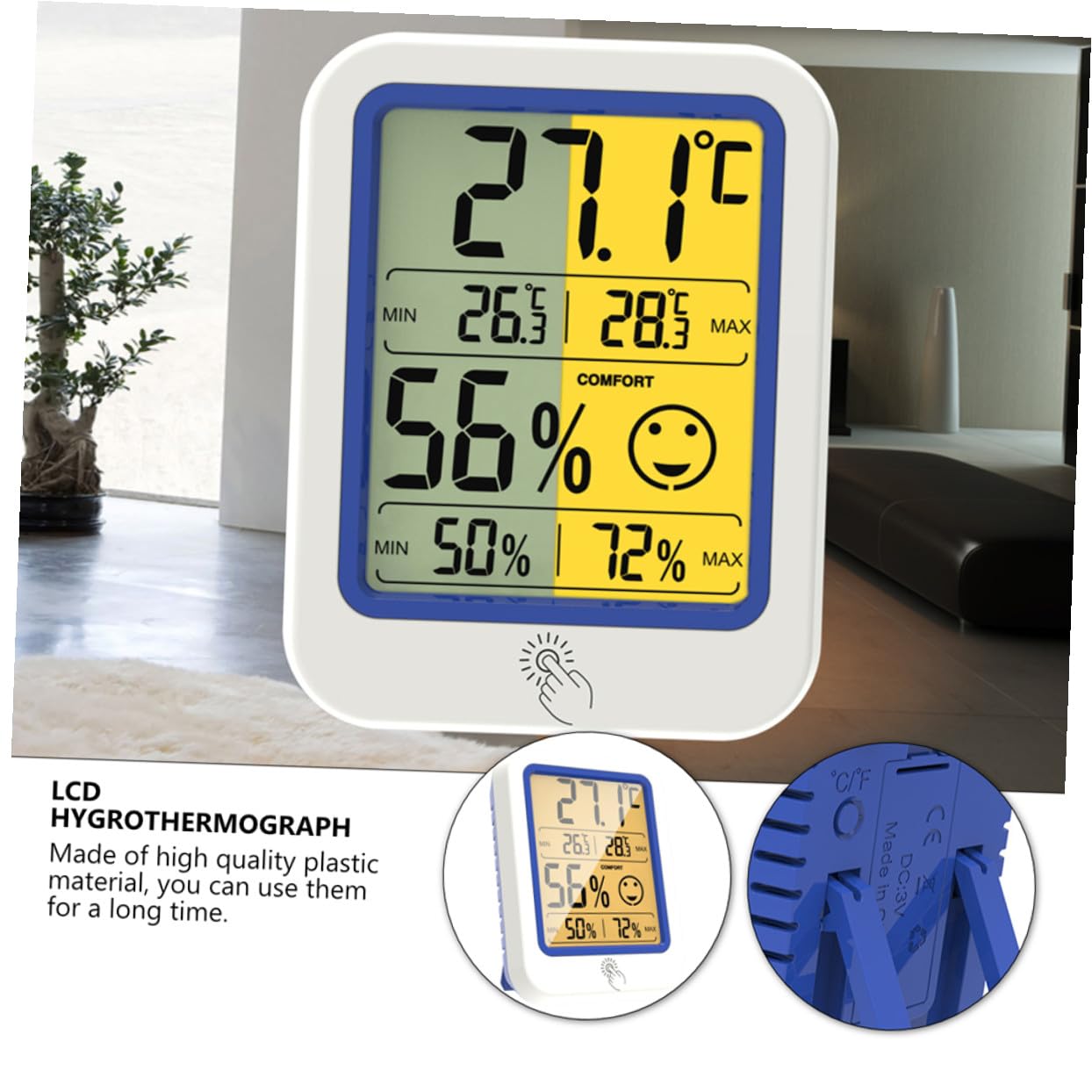 POPETPOP 3 Pièces thermomètre jauge d'humidité intérieure d'intérieur numérique termometre d intérieure thermometre intérieur hygroscope numérique d'extérieur hygrothermographe d'intérieur