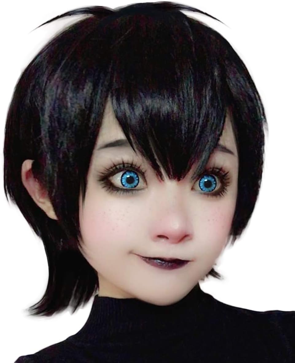Black Wig Short Curly Hair Wigs for Women Halloween Costume Wigs Heat Friendly Synthetic Wig BU197