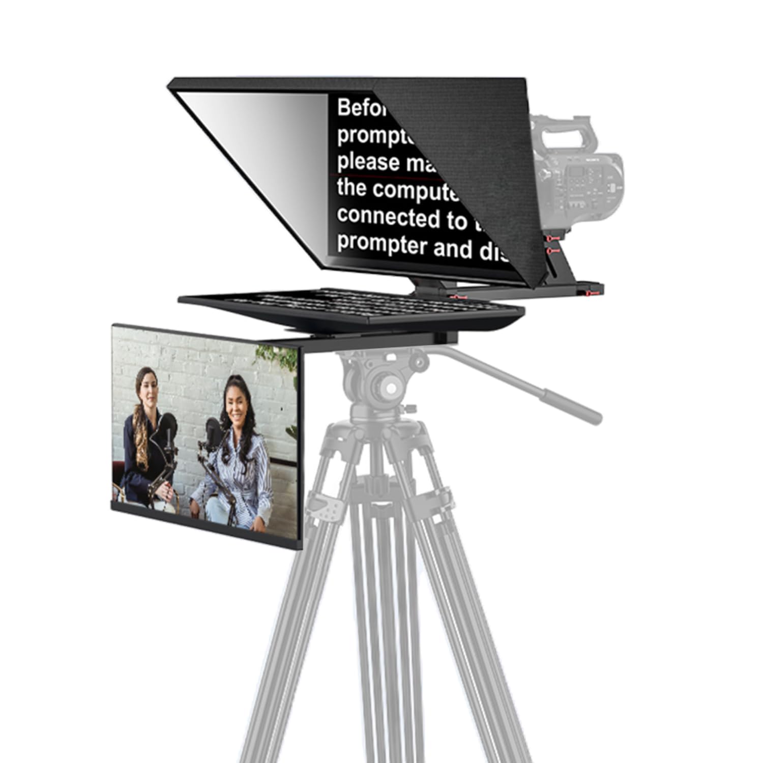 DESVIEW DT22 Teleprompter, 22 Zoll Full HD Großbildschirm, Professioneller Prompter mit Stativ für Kameras/DSLR/Smartphones, Ideal für TV-Studio, Live-Streaming (Not Included Base Rollers and Tripod)