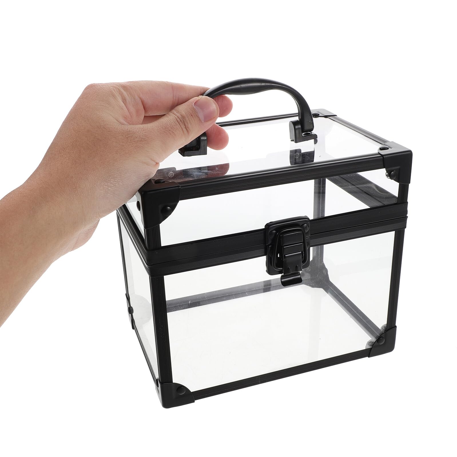 Porta CD e Dvd Trasparente in Plastica Acrilica con Coperchio, Scatola Porta Dischi Vinile di Grande Capacità 17,5x12,5x15 Cm, Custodia Organizer per Archiviazione Multimediale