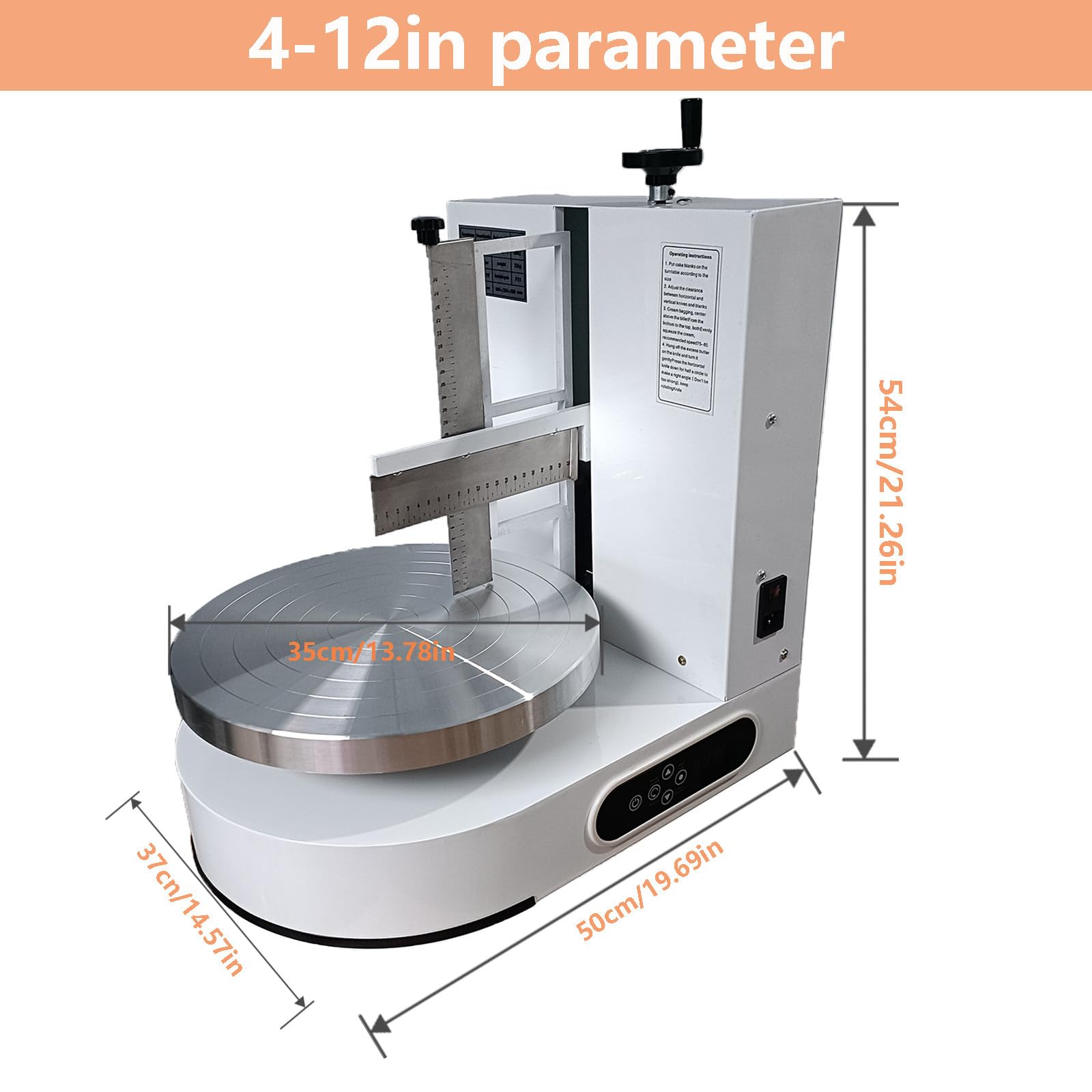Esparcidor Automático De Crema para Tartas, Rascador De Superficie Giratorio, Decoración Eléctrica De Tartas De Cumpleaños Y Máquina Alisadora para Pasteles 4-12in-White